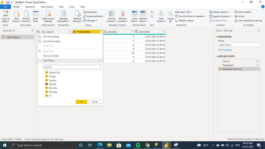 Power BI Basic Data Transformation Technique
